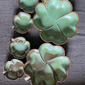 Set of 6 Frankoma shamrock trinket dishes